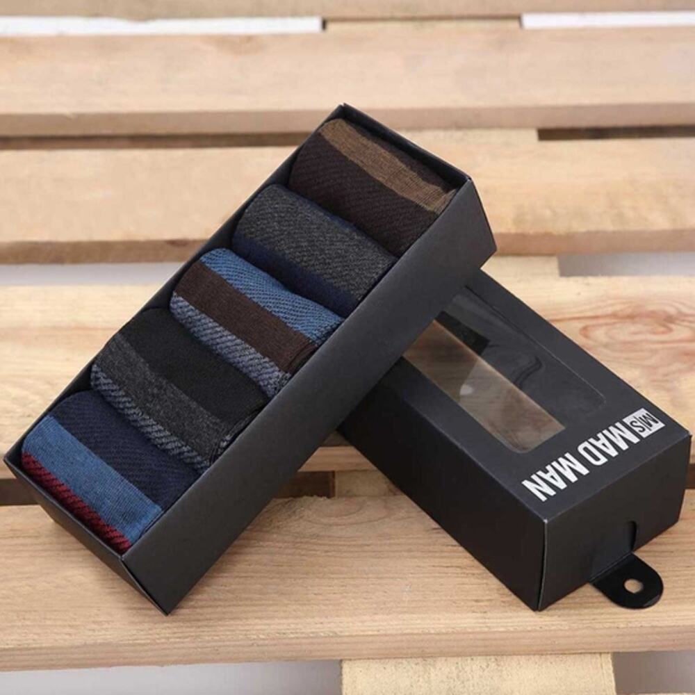 5-Pair Men's Socks - Striped | Men's Crew Socks | Men's Casual Socks